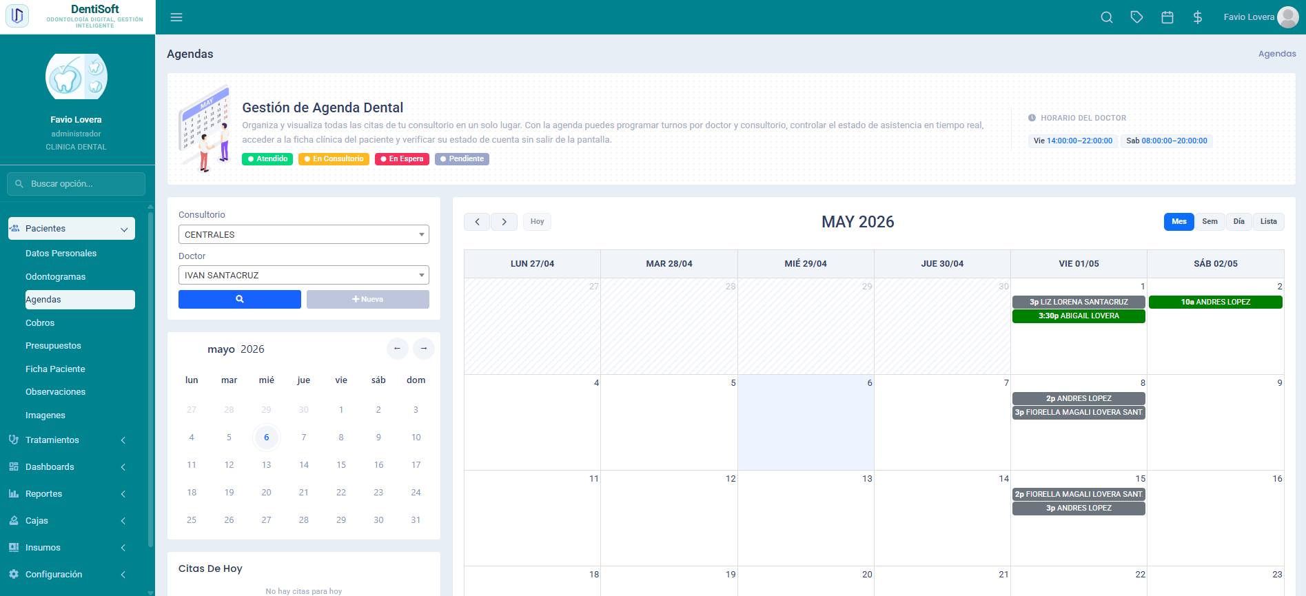 Agenda de Citas DentiSoft